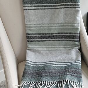 NEW, No Tags. Sackcloth & Ashes Green/Gray Tones Fringe 70" X 58" Throw.